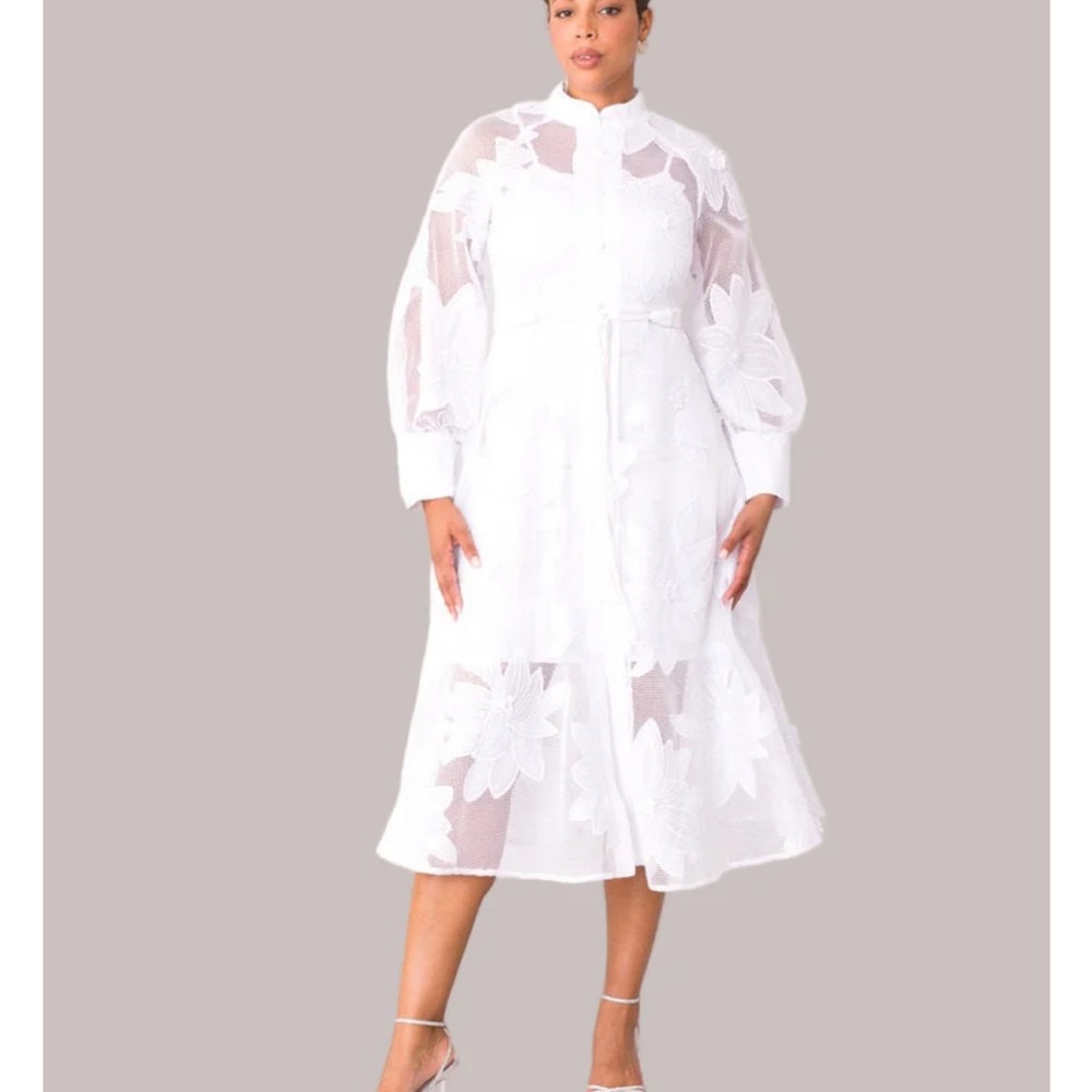 Floral Mesh Two-Piece Dress Set -‎ 82662 
Chic White Floral Long Sleeve Dress